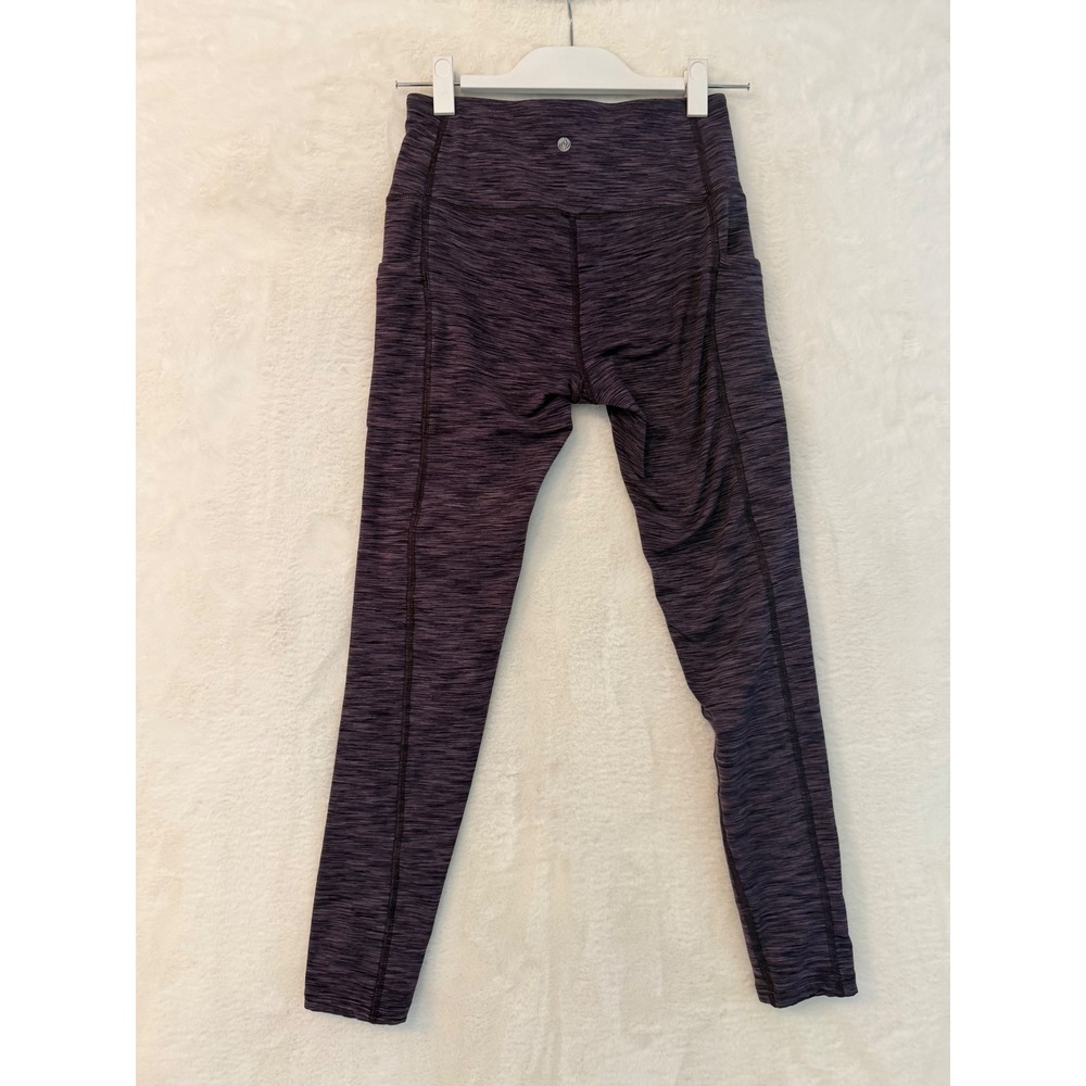 Apana Womens High Waisted Space Dye Leggings Purple Heathered Yoga Pants Small - Picture 2 of 8